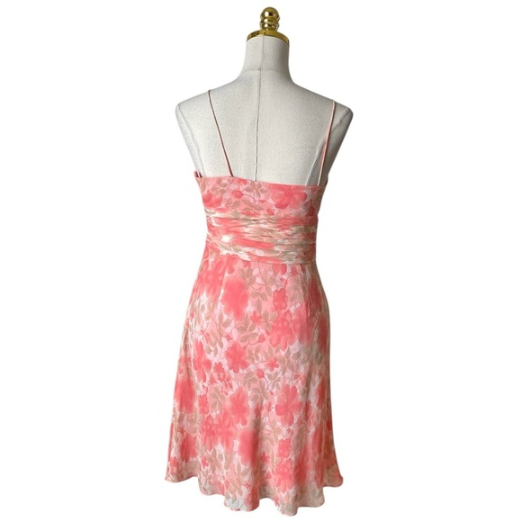 Loft Y2K Pink Floral Spaghetti Straps 100% Silk Babydoll Dress Size 0 Fairy - Picture 3 of 7